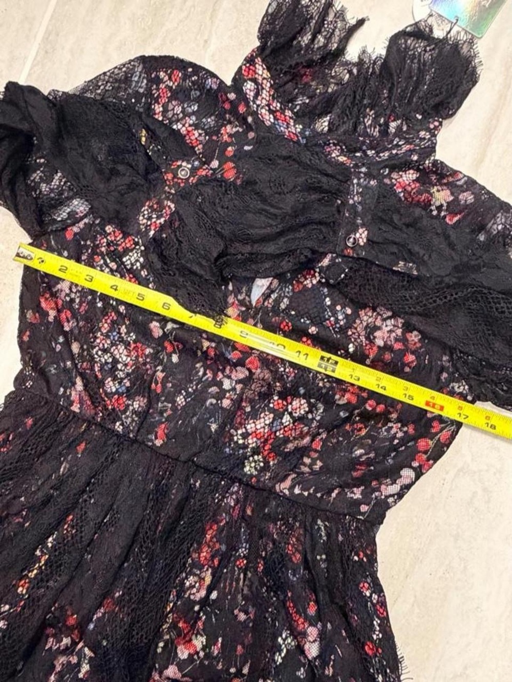 Black Floral Lace Long Sleeve Maxi Dress - Picture 4 of 5